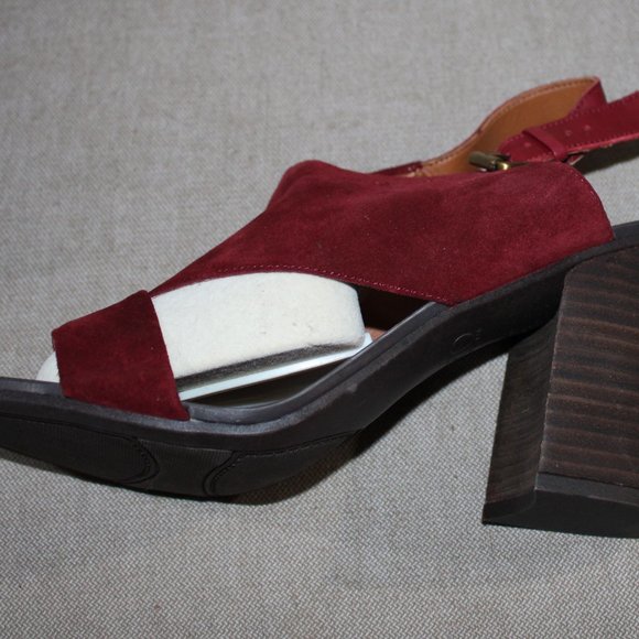 LADIE SARTO BY FRANCO SARTO OPEN TOE/SLING BACK HEELS - 9 1/2 - WINE - Picture 5 of 7